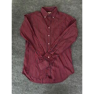 Gitman Bros for Epaulet Red&Navy Striped Button down Long Sleeve shirt Size L